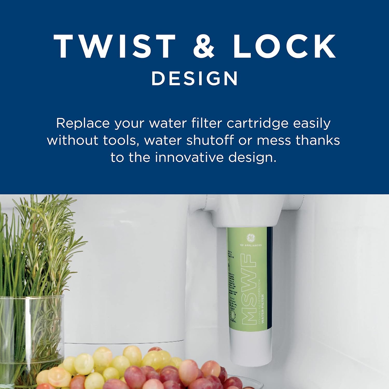 GE MSWF Refrigerator Water Filter | Certified to Reduce Lead, Sulfer, and 50+ Other Impurities| Pack of 1 - Image 4