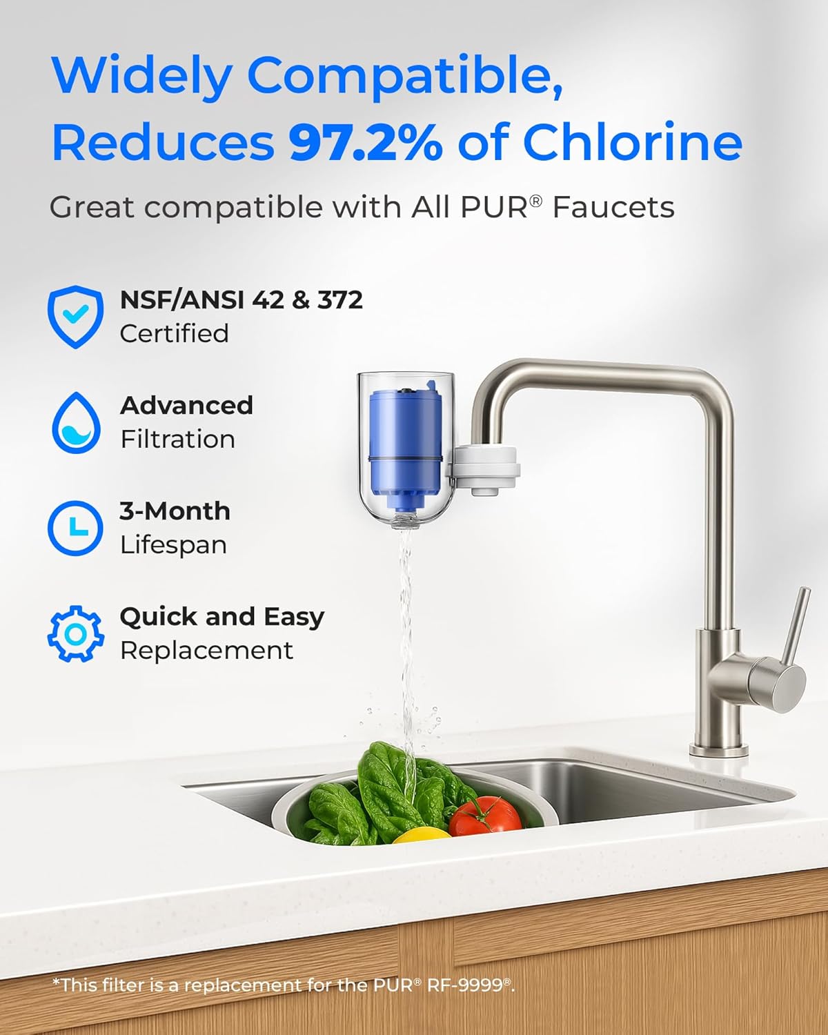 Waterdrop NSF Certified Water Filter, Replacement for All PUR®, PUR®PLUS Faucet Filtration Systems, Pur® RF-9999® Faucet Water Filter (6 Count), Model No.: WD-C08A - Image 2